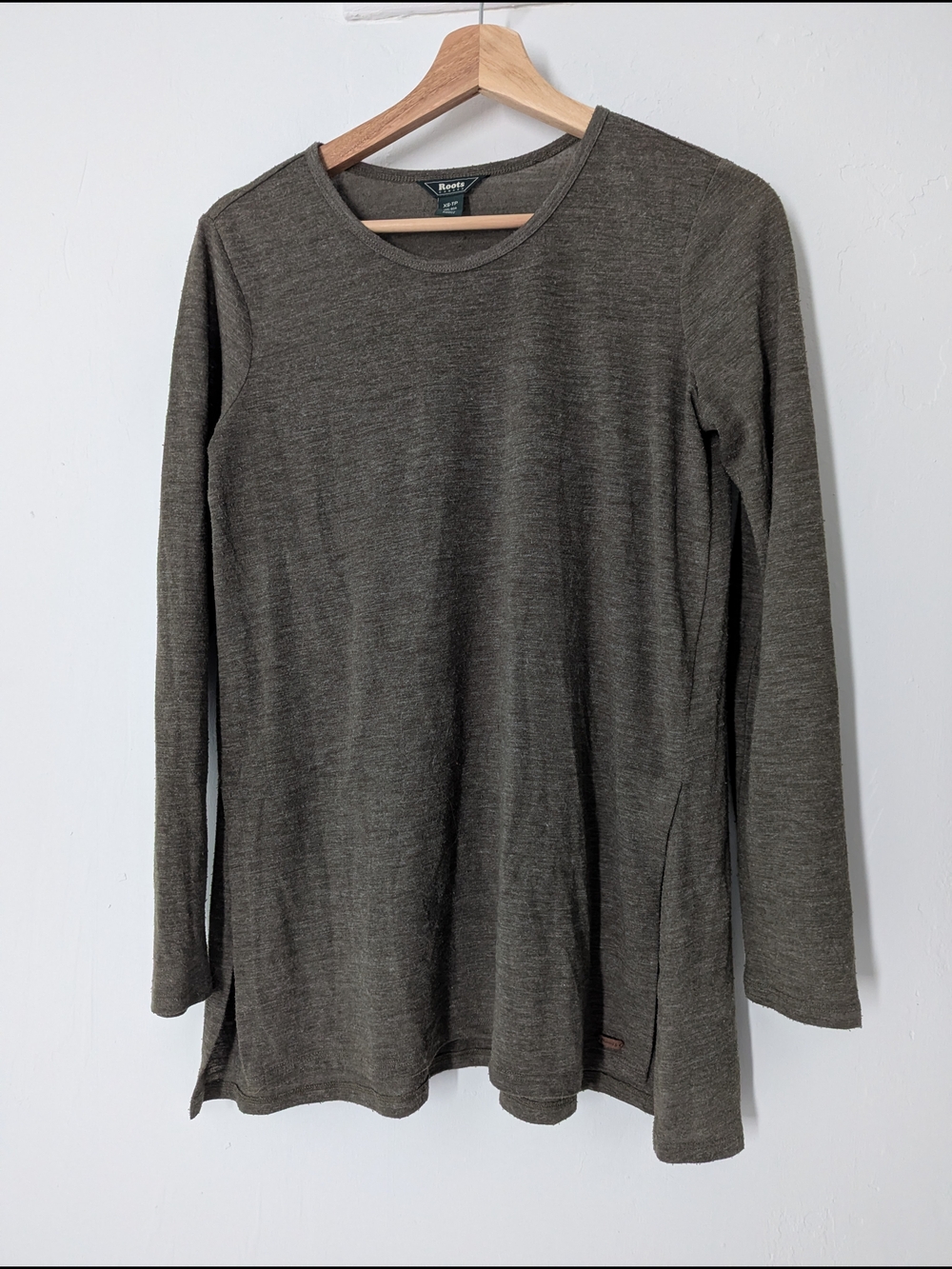 Roots Olive Green Long Sleeve Crewneck Top